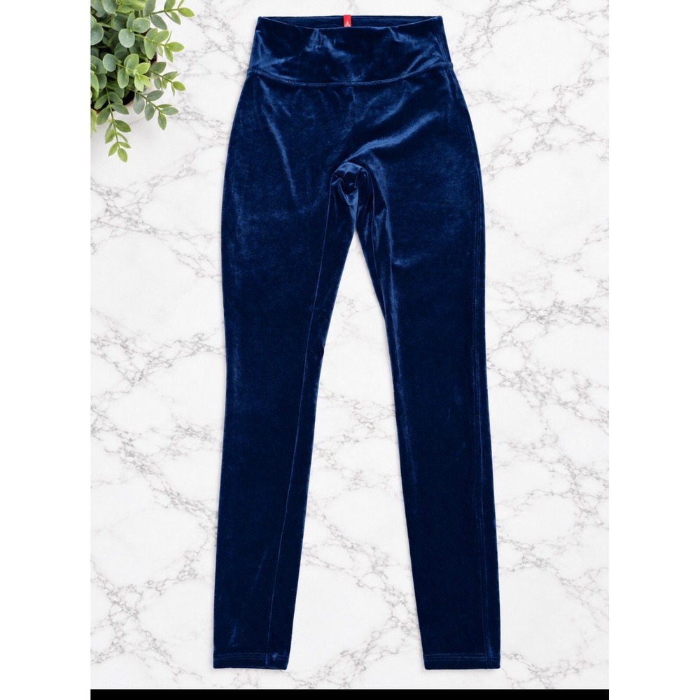 Spanx Velvet Leggings Girl's Large L 10/12 Navy Blue